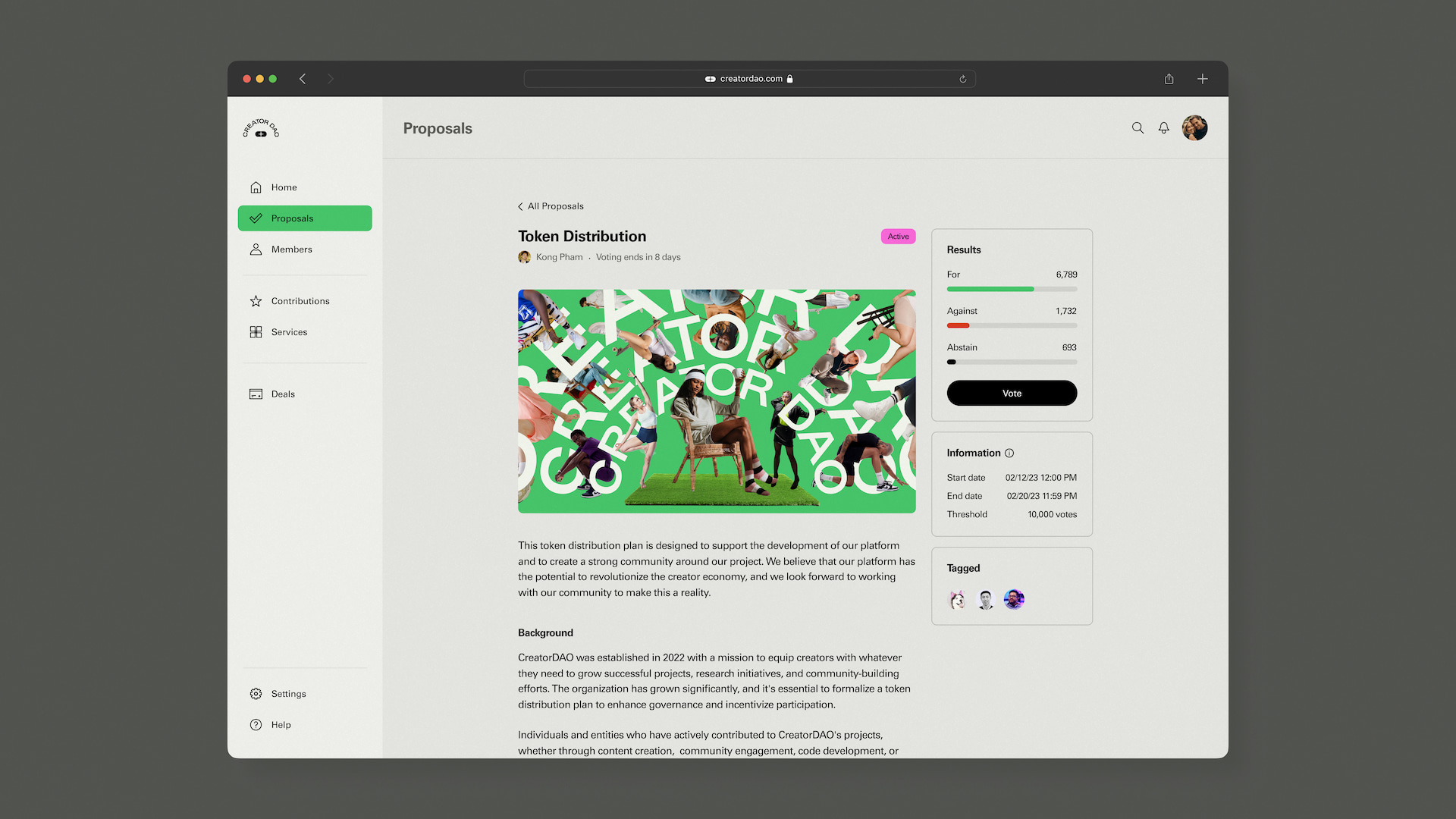 CreatorDAO Proposal Page